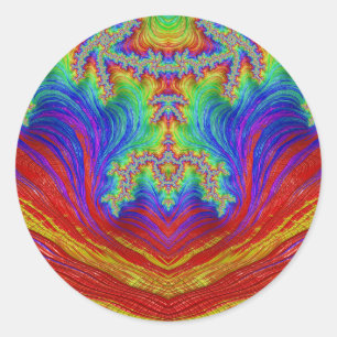 Sticker rond rouge jaune bleu pourpl~ Classic