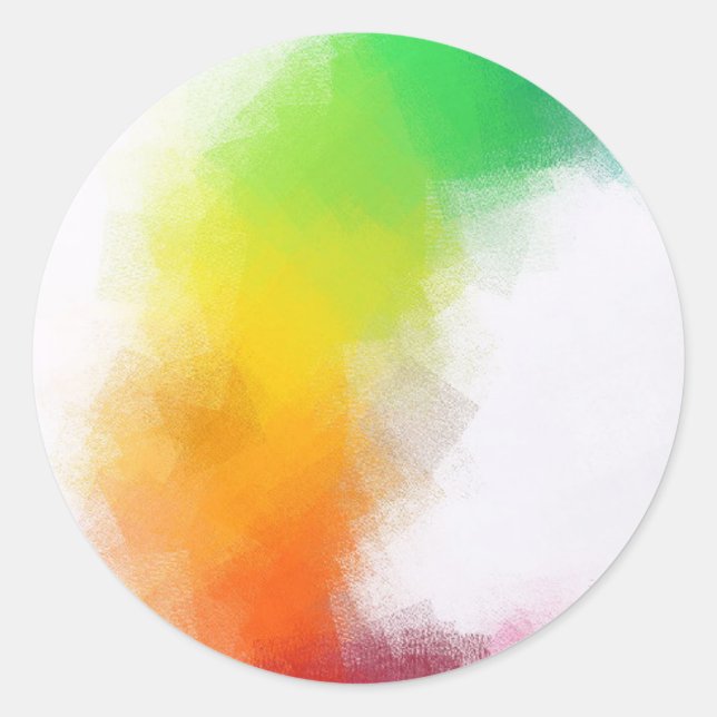 Sticker Rond Rouge Jaune Bleu Vert Rose Blanc Abstrait (Devant)