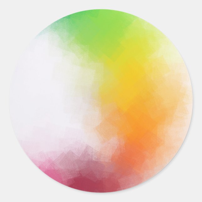 Sticker Rond Rouge Jaune Bleu Vert Rose Blanc Abstrait (Devant)