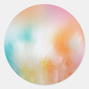 Sticker Rond Rouge Jaune Orange Bleu Modèle Abstrait Coloré