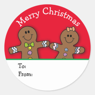 Sticker Rond Rouge Joyeux Noël Pingouin Homme Personnalisé