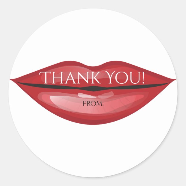 Sticker Rond Rouge Lèvres brillantes Kiss Chic Design Glam Beau (Devant)