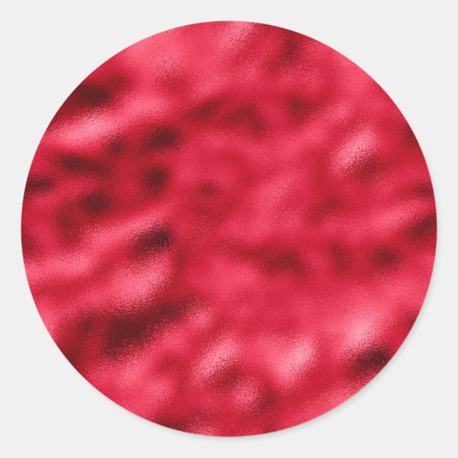 Sticker Rond Rouge Métallique Satin Élégant Moderne Plutôt (Devant)