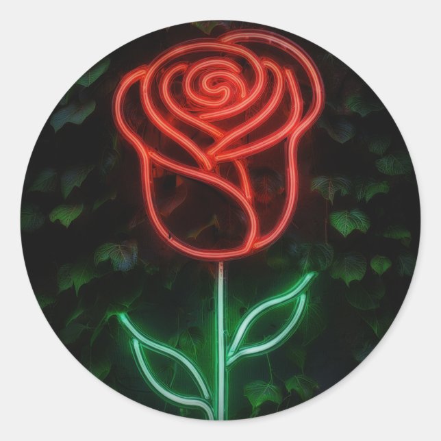 Sticker Rond Rouge Neon Lumière Rose Ivy Sweet 16 16e (Devant)