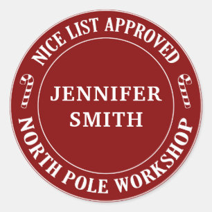 Sticker Rond Rouge Noël Nice liste collant cadeau