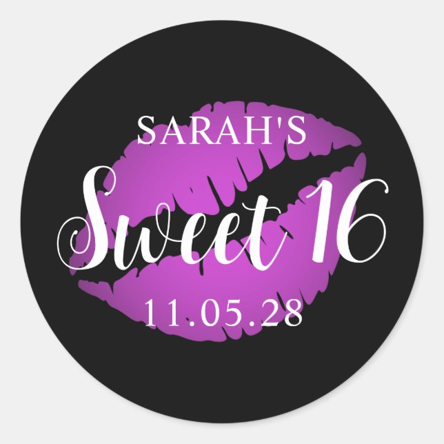 Sticker Rond Rouge noir et violet Ombre Lipstick Sweet 16 (Devant)