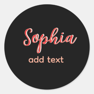 Sticker Rond Rouge nom fille patron texte noir élégant