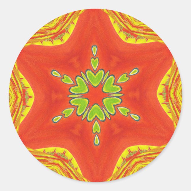 Sticker Rond Rouge or vert Mandala Art Imprimer (Devant)
