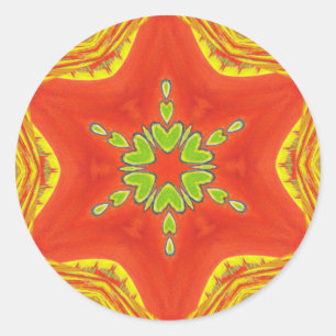 Sticker Rond Rouge or vert Mandala Art Imprimer