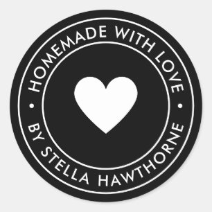Sticker Rond Rouge personnalisé fait maison avec amour cœur
