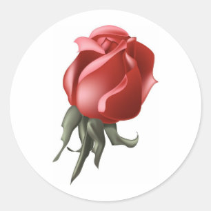 Sticker Rond Rouge Rose Bud