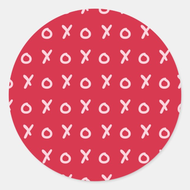Sticker Rond Rouge & Rose Clair X O XO XO's Tendance Mignon (Devant)