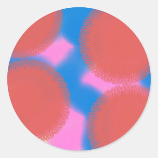 Sticker Rond rouge rose et bleu 56789 art abstrait