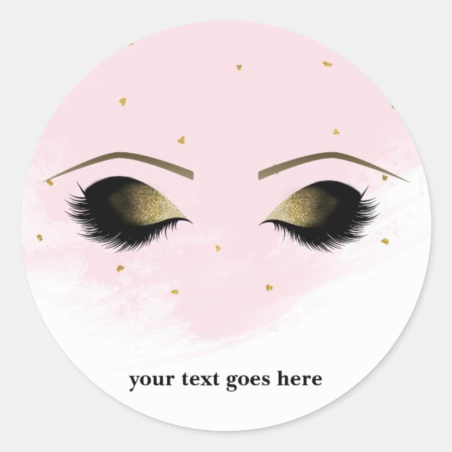 Sticker Rond Rouge rose glam or maquillage Eyelashes Favoriser (Devant)