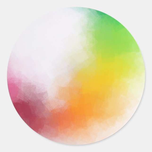 Sticker Rond Rouge rose Jaune Orange Bleu Vert Abstrait Art (Devant)