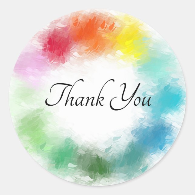 Sticker Rond Rouge rose orange jaune bleu violet blanc (Devant)