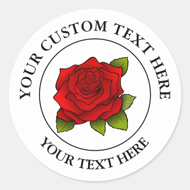 Sticker Rond Rouge Rose Texte Personnalisé Logo 3" Classic Roun (Devant)