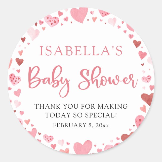 Sticker Rond Rouge rose Valentin Un Baby shower Un Peu Chéri (Devant)