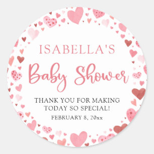 Sticker Rond Rouge rose Valentin Un Baby shower Un Peu Chéri