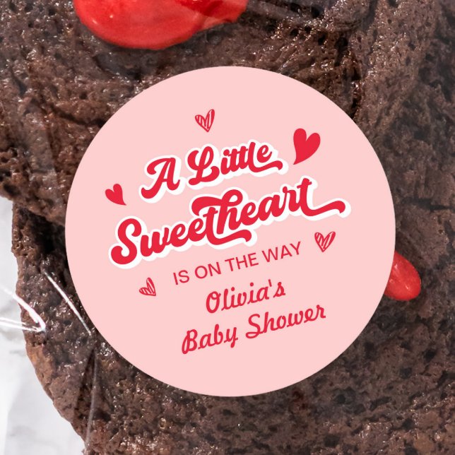 Sticker Rond Rouge rose Valentine Baby shower amoureux Favorise (Créateur téléchargé)