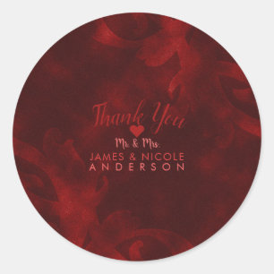 Sticker Rond Rouge Velours Elégant Vintage Glam Glamor Mariage