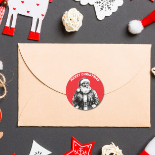 Sticker Rond Rouge vintage du Père Noël