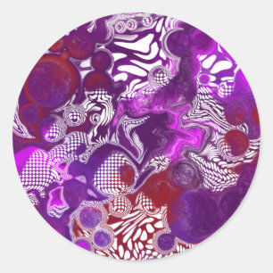 Sticker Rond Rouge violet Abstrait Marbre moderne Fluid Art