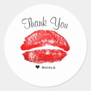 Sticker Rond Rouges à Lèvres Kiss Maquillage Beauté Glam Chic P
