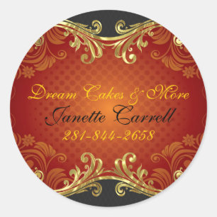 Sticker Rond Rouges Noir Et Or