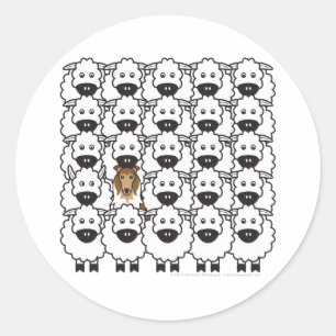 Sticker Rond Rough Collie dans le mouton