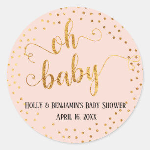 Sticker Rond Rougissent "oh les confettis roses de feuille d'or