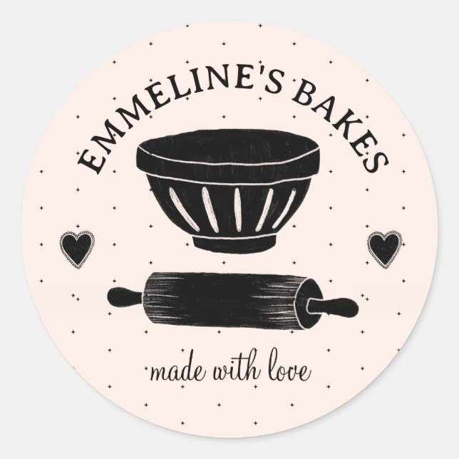 Sticker Rond Rouleau à pâtisserie Baker Cook Illustrated Fabriq (Devant)