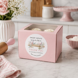 Sticker Rond Rouleau à pâtisserie floral Cupcake Boulangerie Me