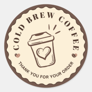 Sticker Rond Rouleau d'autocollants de café marron Logo de café