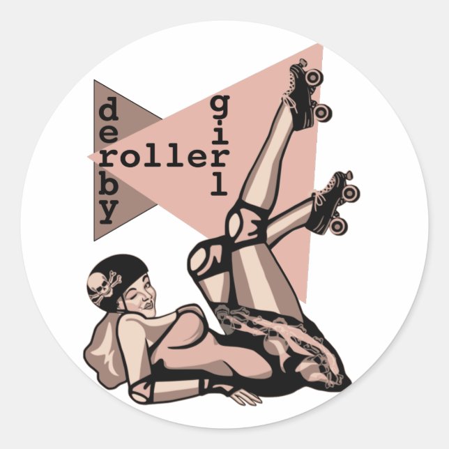 Sticker Rond rouleau derby fille pin (Devant)