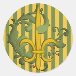 Sticker Rond Rouleau Fleur de lis de Noël