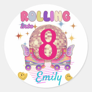 Sticker Rond Rouler Dans Le Roulement De Patinage Fille Anniver