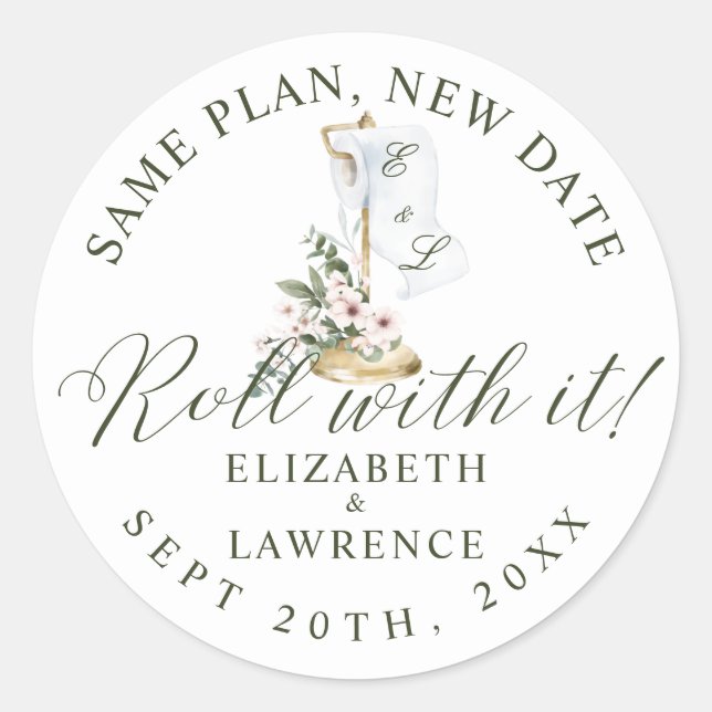 Sticker Rond Roulez Avec Elle Élégante Fleur De Cerisier & Papi (Devant)