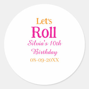 Sticker Rond Roulons heureux 10e anniversaire ajouter nom retro
