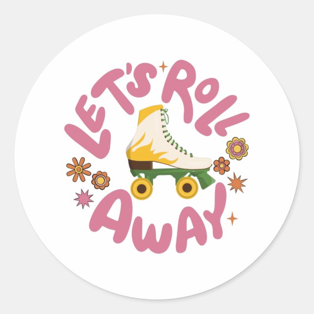 Sticker Rond Roulons les patins à rouleaux (Devant)