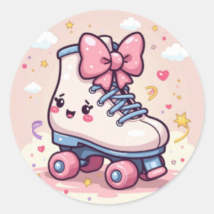 Sticker Rond Roulotte Mignonne Kawaii – Patin à Rouler Pastel a