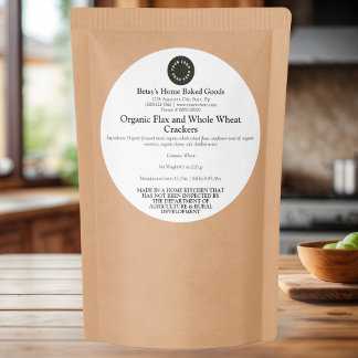 Sticker Rond Round White Cottage Food Product Label with Logo