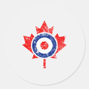 Sticker Rond Roundel Feuille d'érable canadien Grunge Mod CANAD