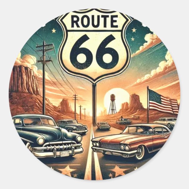 Sticker Rond Route 66 (Devant)