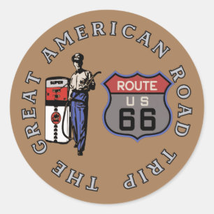 Sticker Rond Route 66
