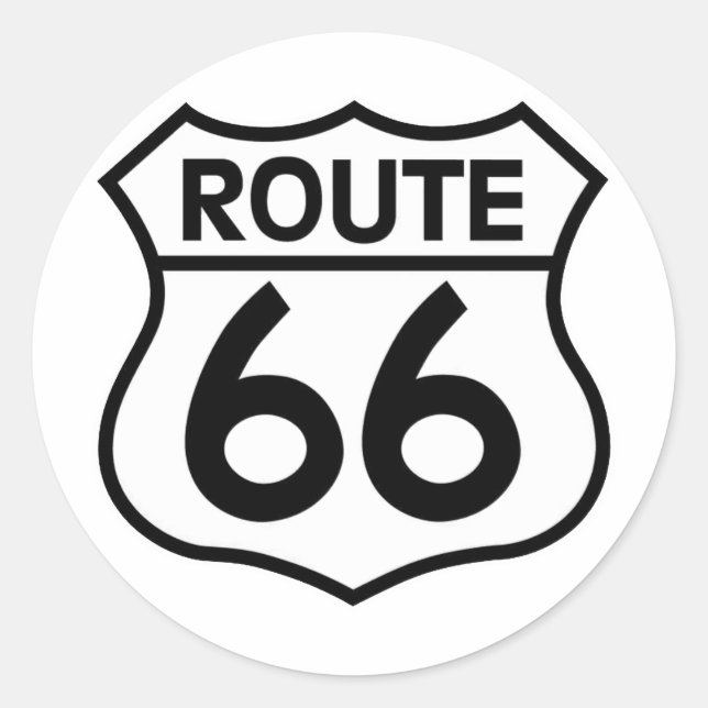 Sticker Rond Route 66 Autoroute Signal Vêtements et cadeaux (Devant)