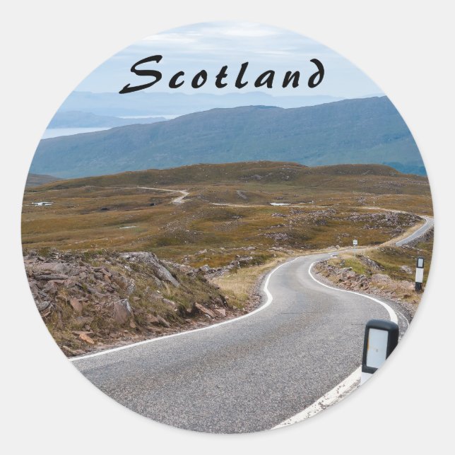 Sticker Rond Route à voie unique étroite West Highlands (Devant)