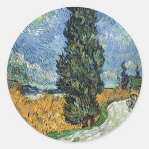 Sticker Rond Route avec cyprès Impressionnisme de Van Gogh