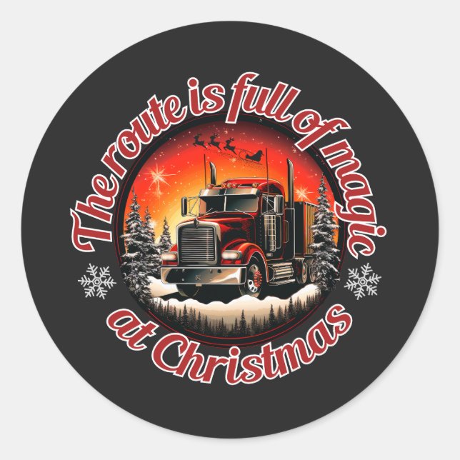 Sticker Rond Route de Noël magique pour camionneurs (Devant)
