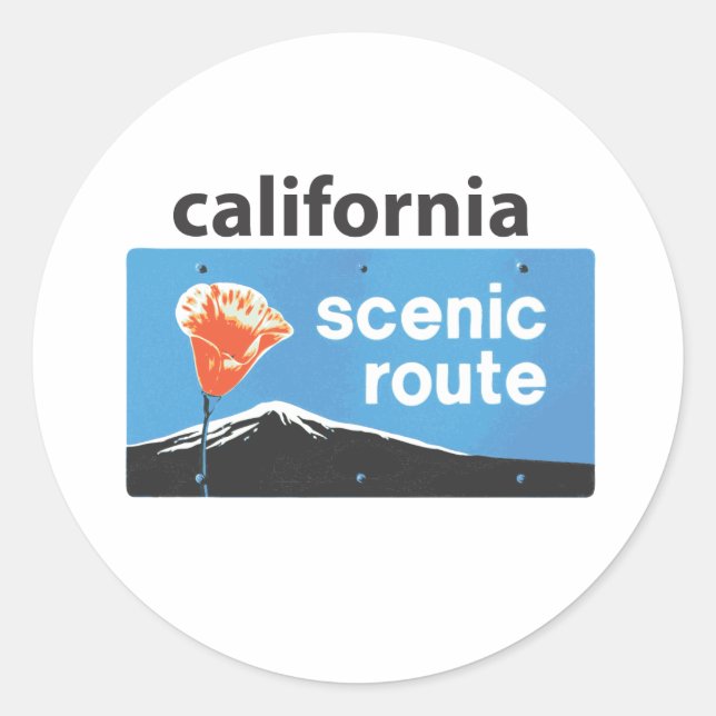 Sticker Rond Route Pittoresque de Californie (Devant)